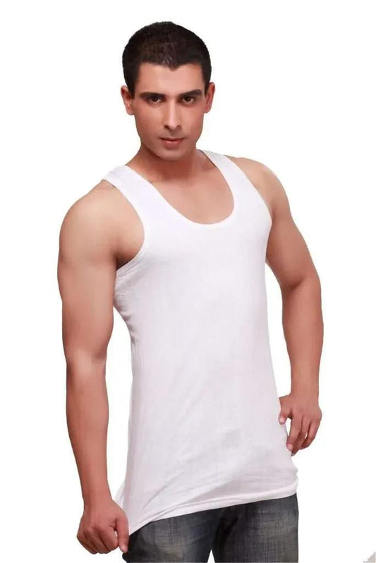 Men's White Cotton Sando Vest Breathable Comfort Fit