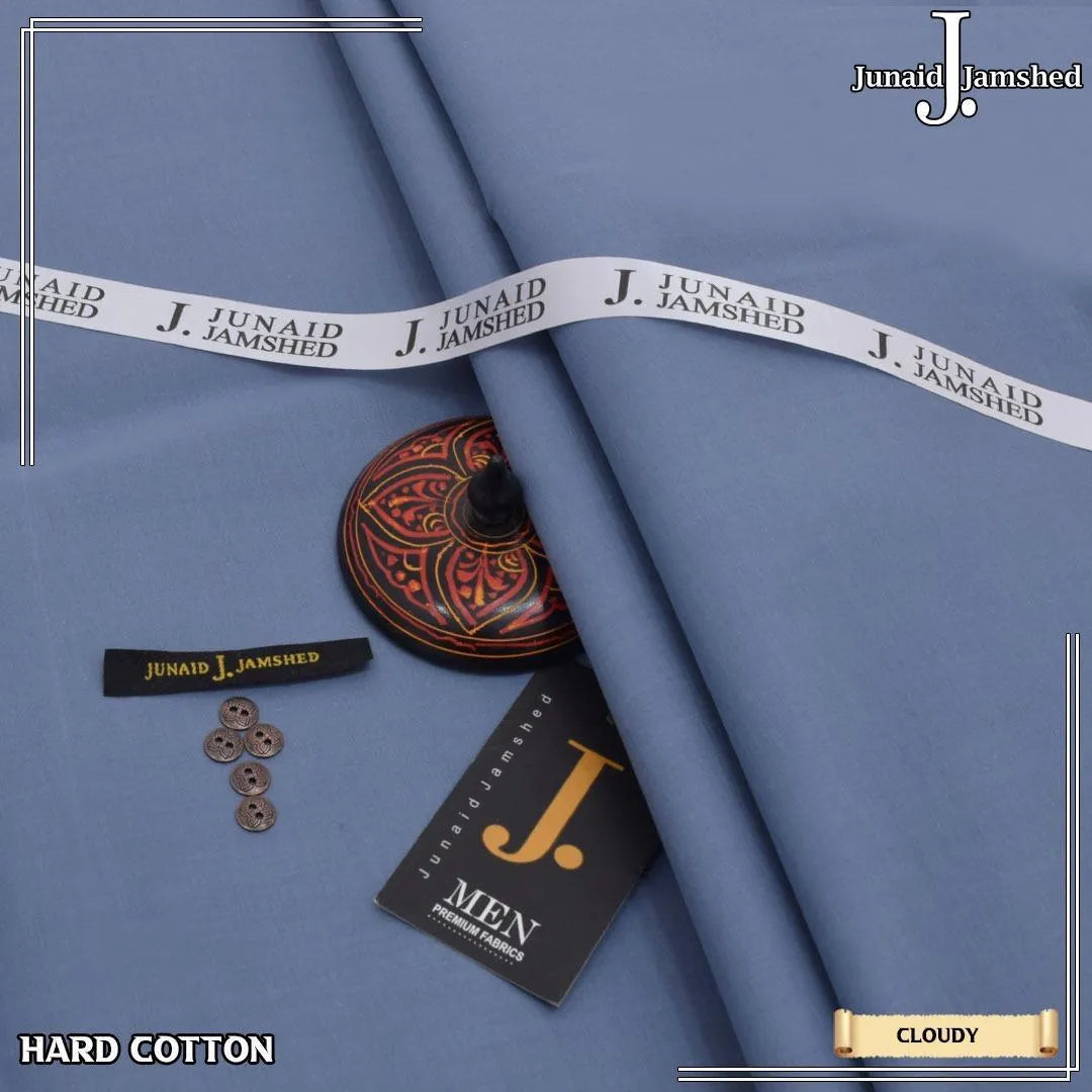 Men's Unstitched Hard Cotton Suit Silver Plain Summer