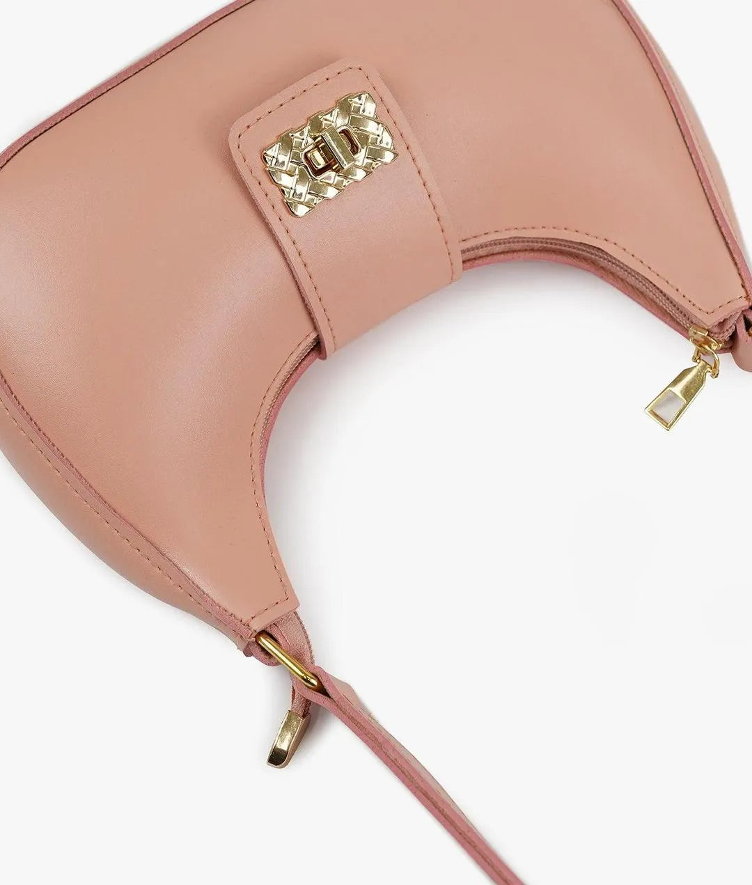 Pink PU Leather Moon Shoulder Bag