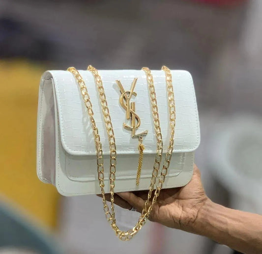 Croc Leather YSL Chain Crossbody Bag