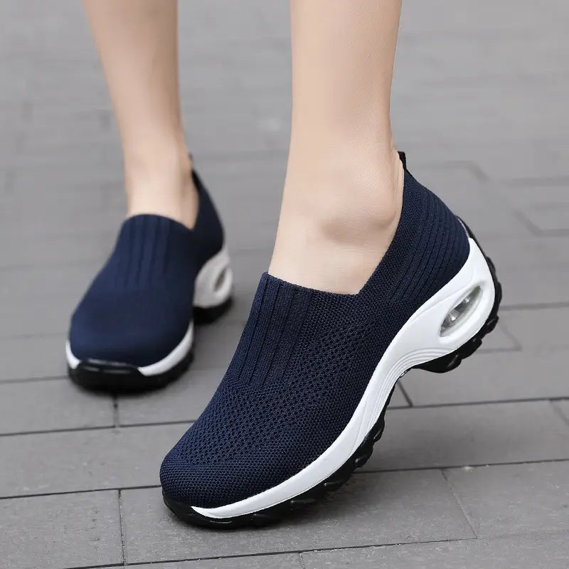 Women's Pink Mesh Slip-On Walking Shoes
