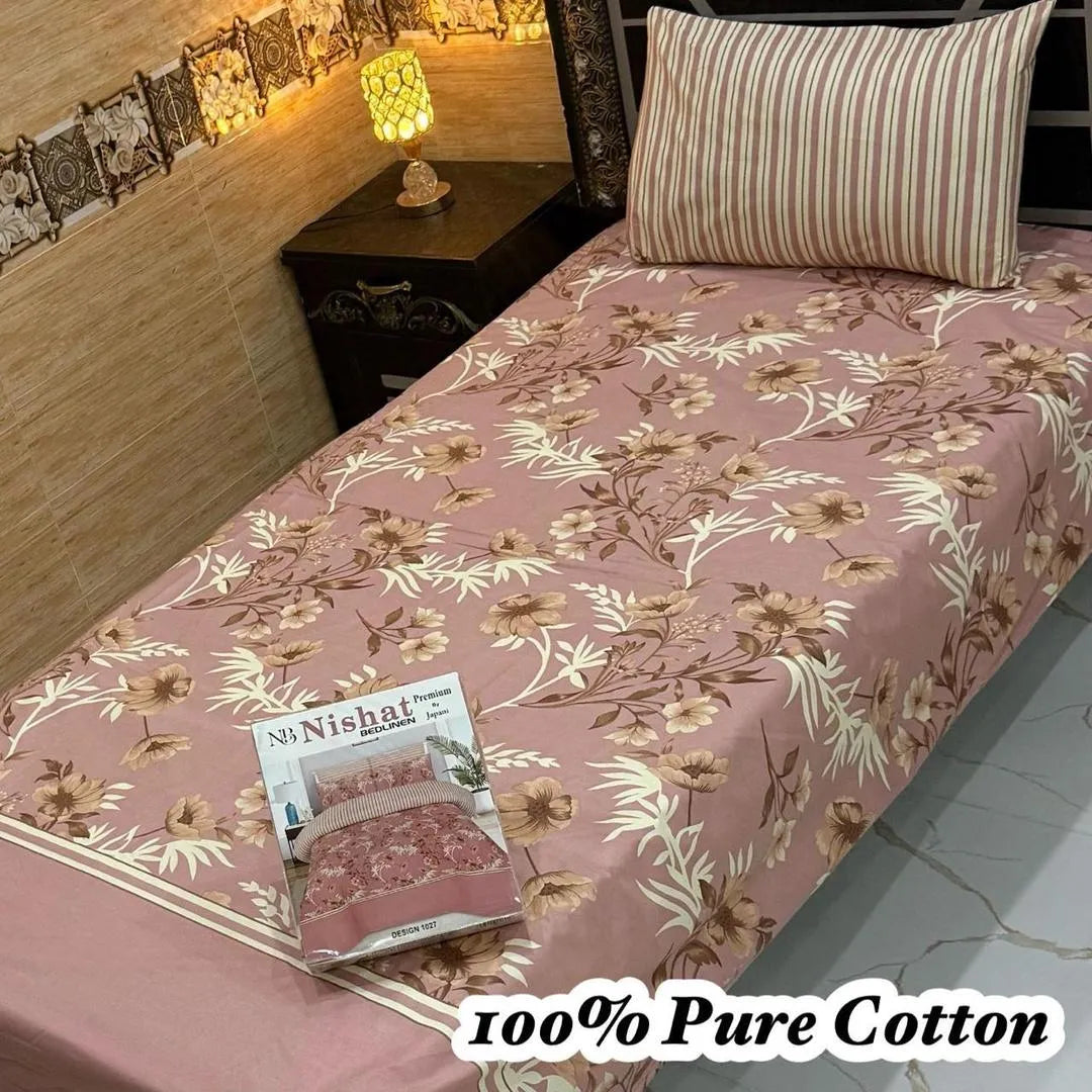 Vibrant 4 Pcs 100% Pure Cotton Printed Single Bedsheet