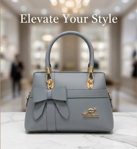 Blue Leather Girl's Handbag Top Handle Casual Bridal