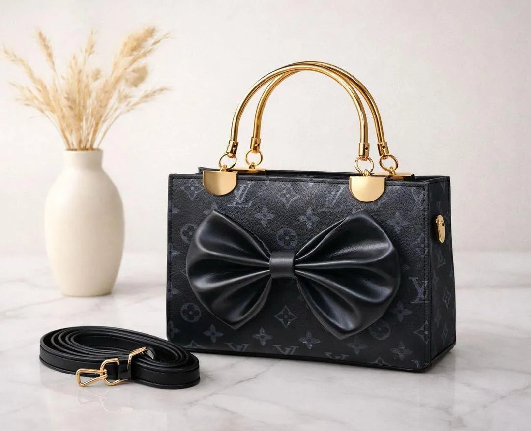 Girls Blue Leather Plain Top Handle Hand Bag