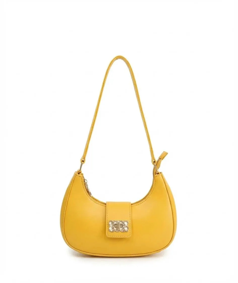 Yellow PU Leather Girl's Shoulder Bag
