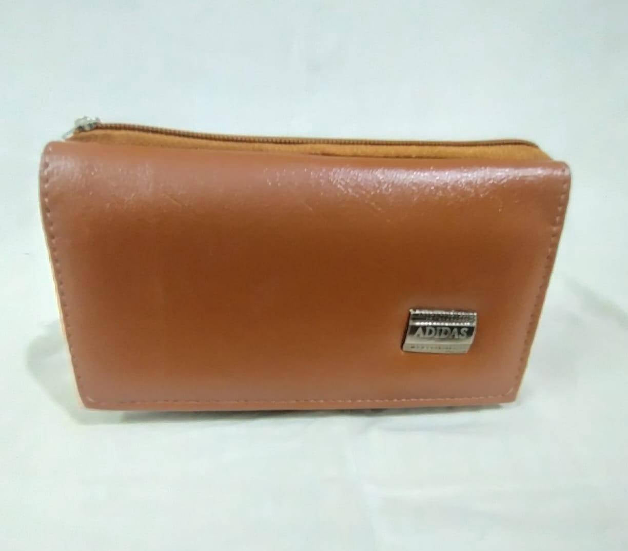 PU Leather Clutch Brown Zipper Daily Use