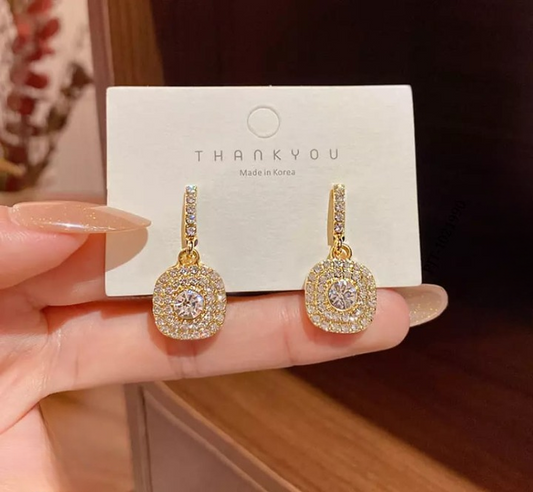 Korean Zircon Earrings – Timeless Design Available In Golden And Silver Color (H)