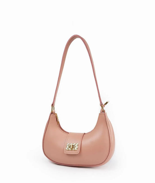 Pink PU Leather Moon Shoulder Bag