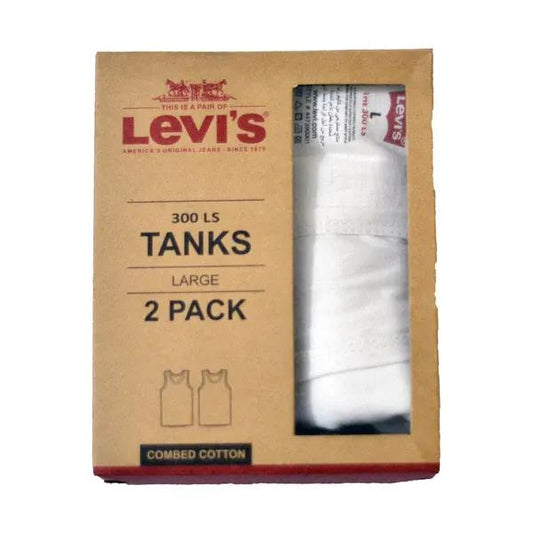 Levi's Men White Cotton Vests Large 2 Pack