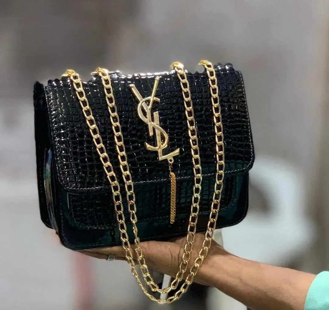 Croc Leather YSL Chain Crossbody Bag