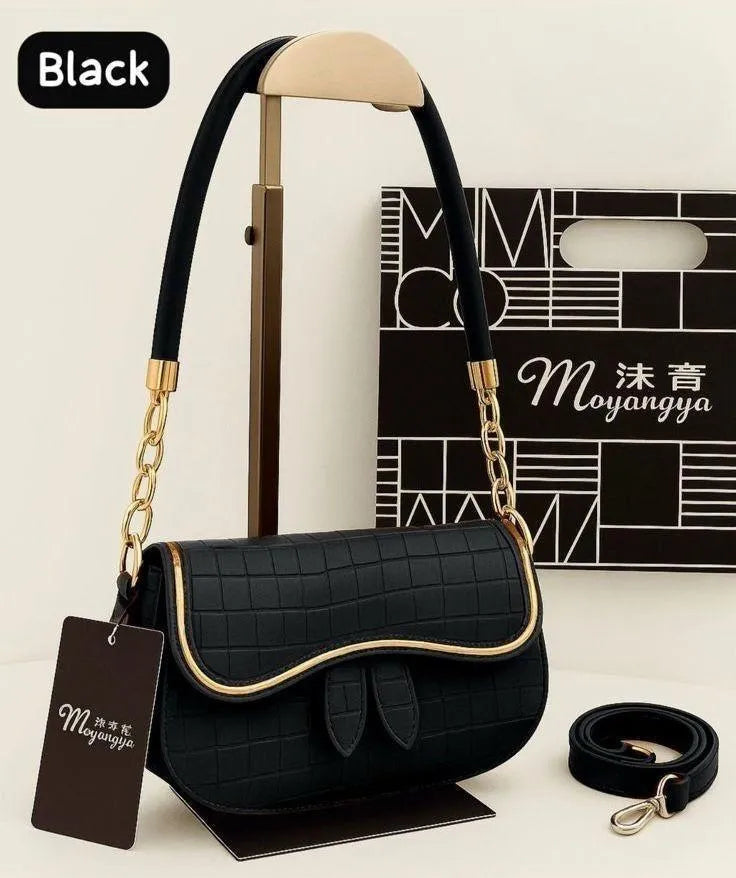 Leather Plain Shoulder Bag