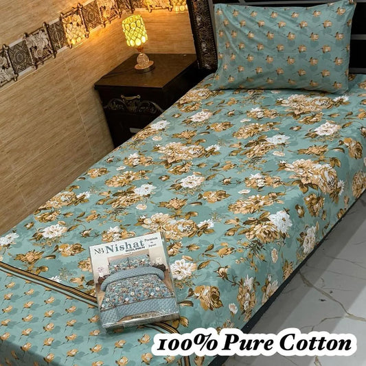Vibrant 4 Pcs 100% Pure Cotton Printed Single Bedsheet