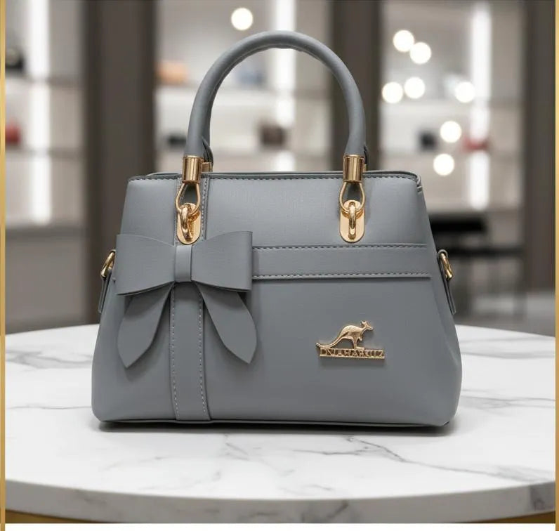 Blue Leather Girl's Handbag Top Handle Casual Bridal