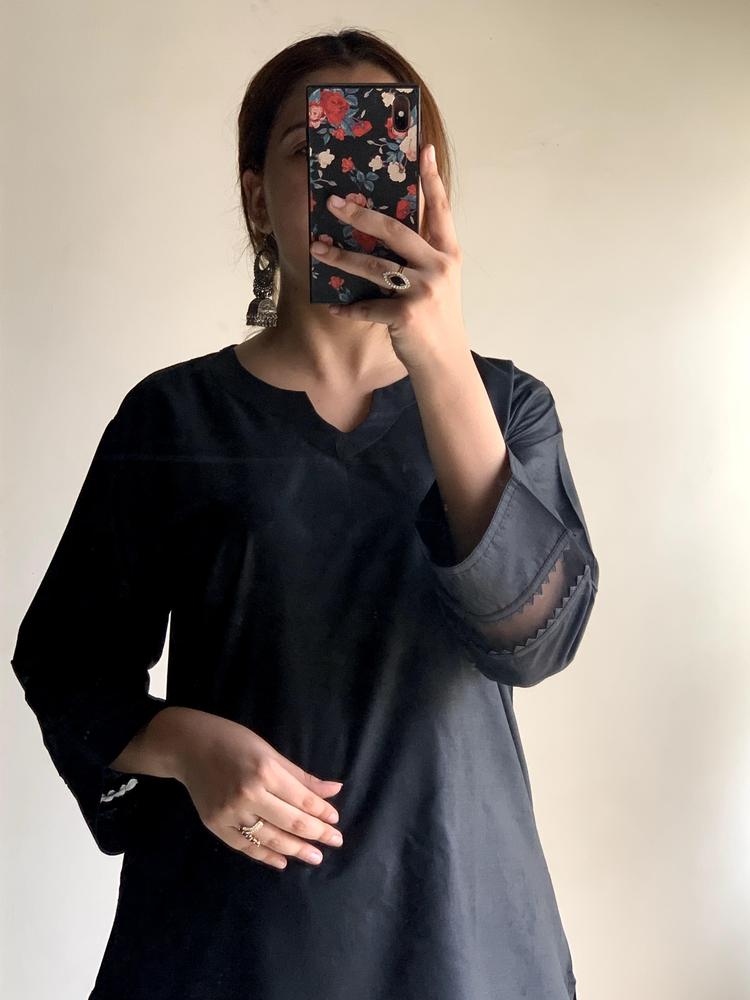 Women's Cotton Lawn Shirt & Trouser Set Black