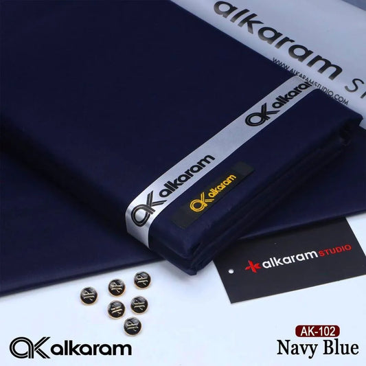 Men Cotton Plain Suit Navy Blue Eid Formal
