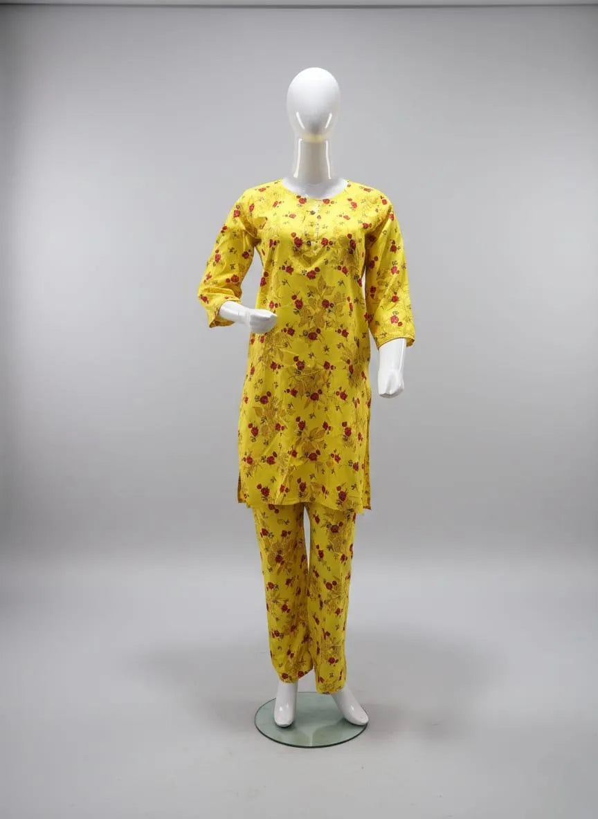 Eid Collectiion 2 Pcs Women's Stitched Cotton Printed Shirt And Trouser