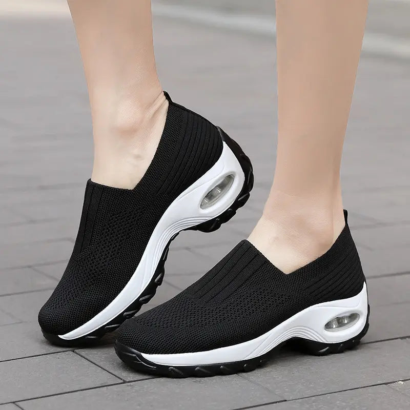 Women's Pink Mesh Slip-On Walking Shoes
