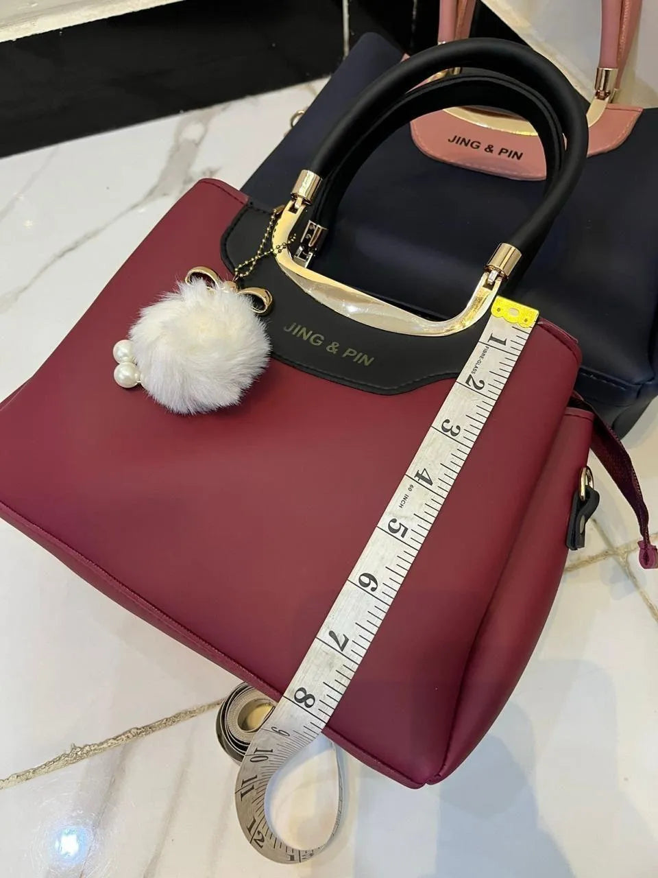 Leather Shoulder Bag with Wallet Set
