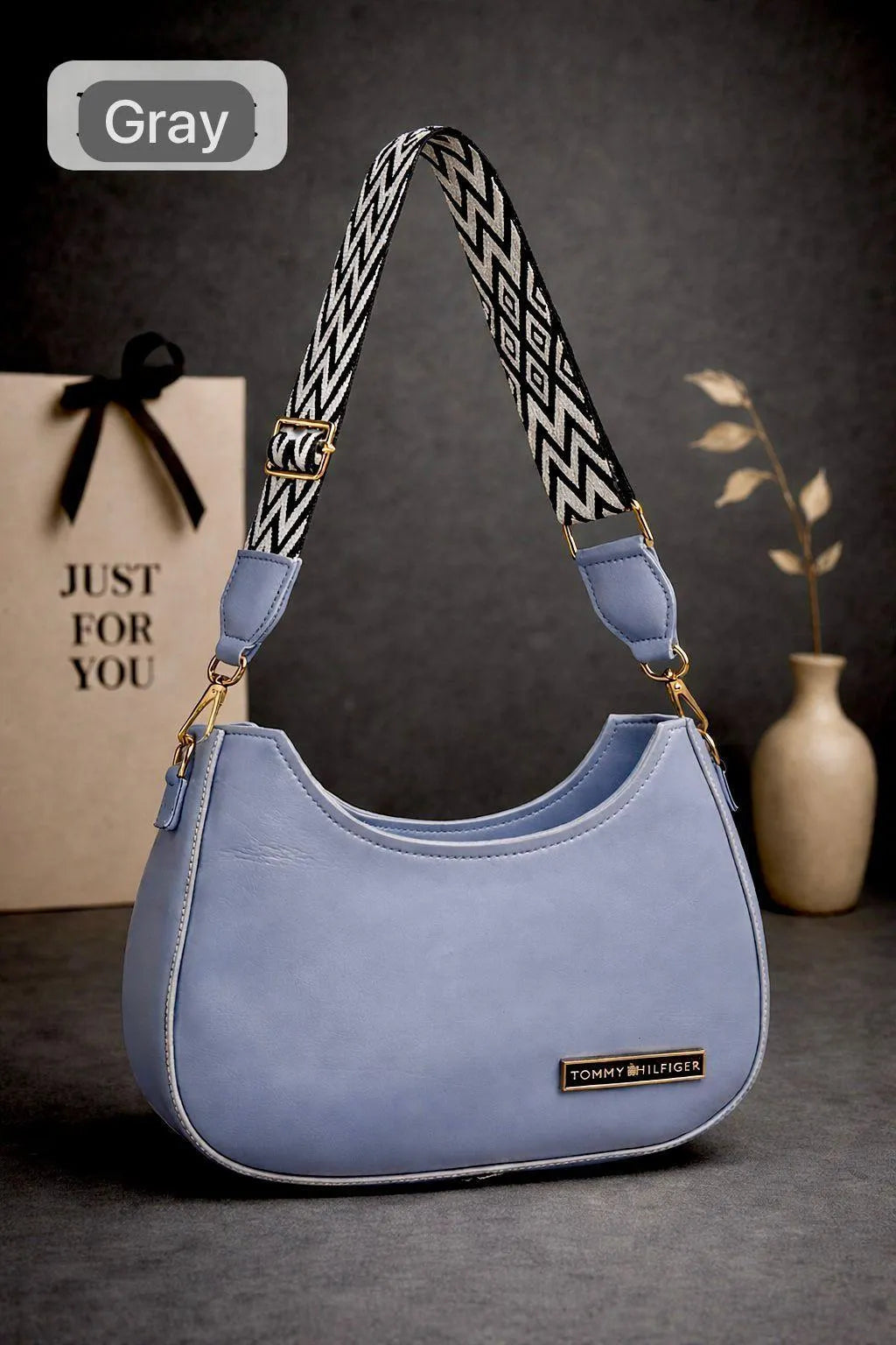 Girls Blue Leather Shoulder Bag Plain 6x9 Inch