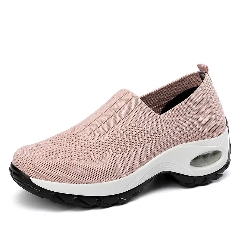 Women's Pink Mesh Slip-On Walking Shoes