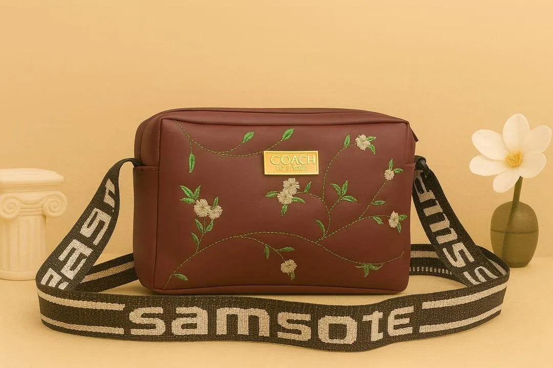 Leather Handbag with Long Strap, 9 Colors, Zip Closure