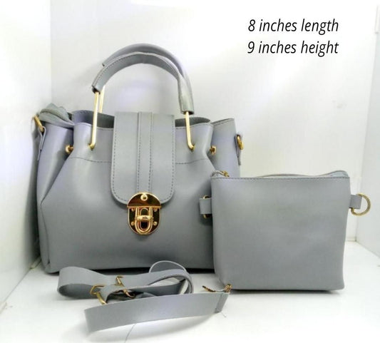 Grey PU Leather Crossbody Bag Set for Women