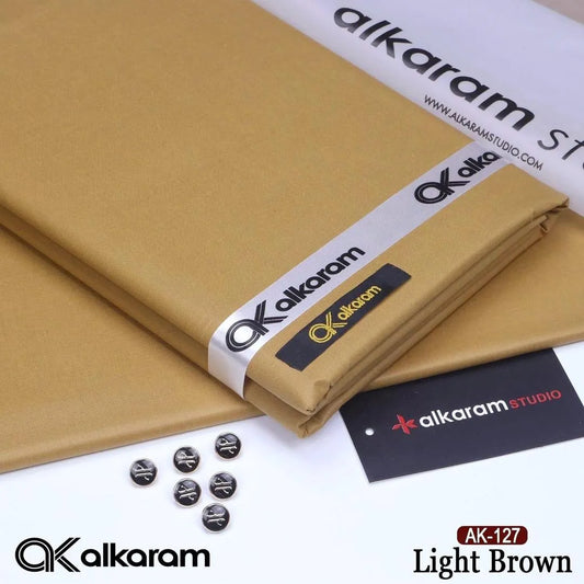 Men Cotton Plain Suit Light Brown Eid Formal