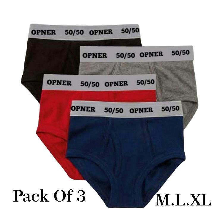Men Cotton Blend Briefs Multicolor M L XL Pack of 3
