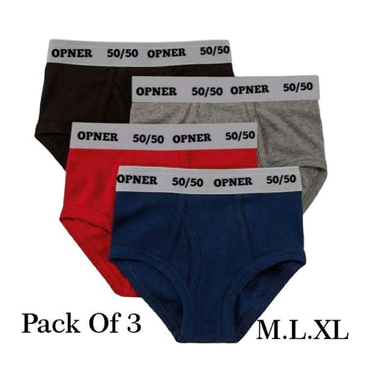 Men Cotton Blend Briefs Multicolor M L XL Pack of 3
