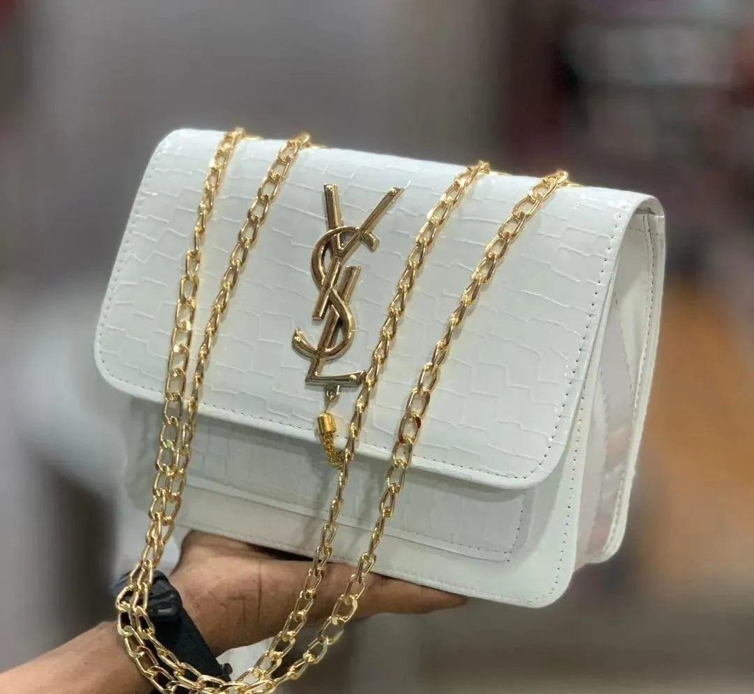 Croc Leather YSL Chain Crossbody Bag