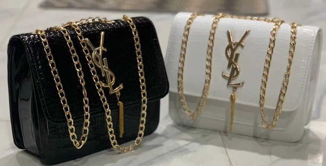Croc Leather YSL Chain Crossbody Bag