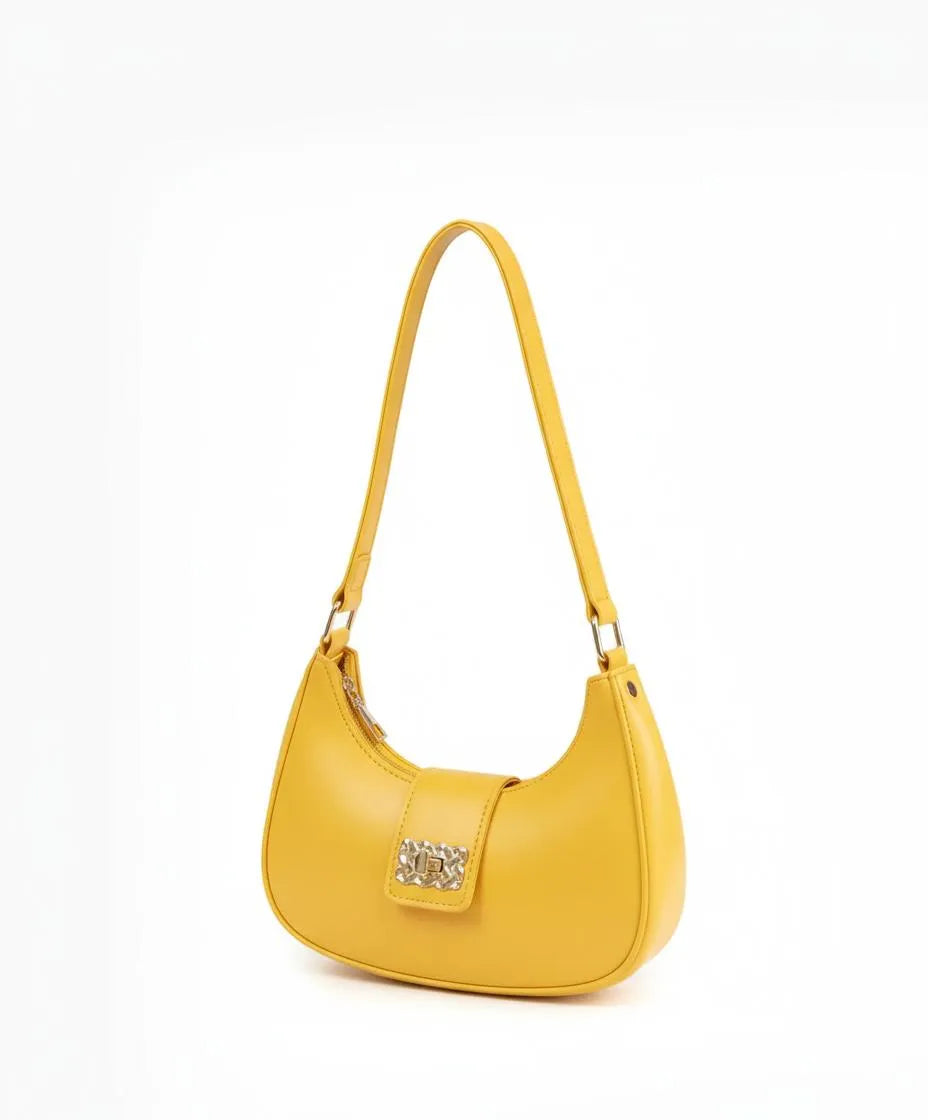 Yellow PU Leather Girl's Shoulder Bag