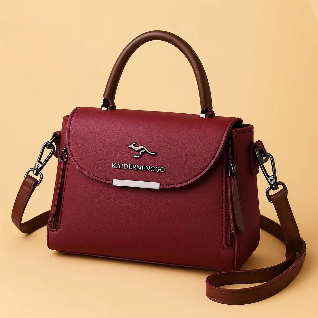 Leather Plain Shoulder Bag