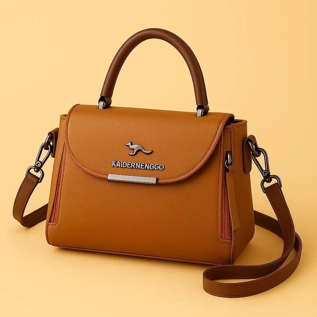 Leather Plain Shoulder Bag